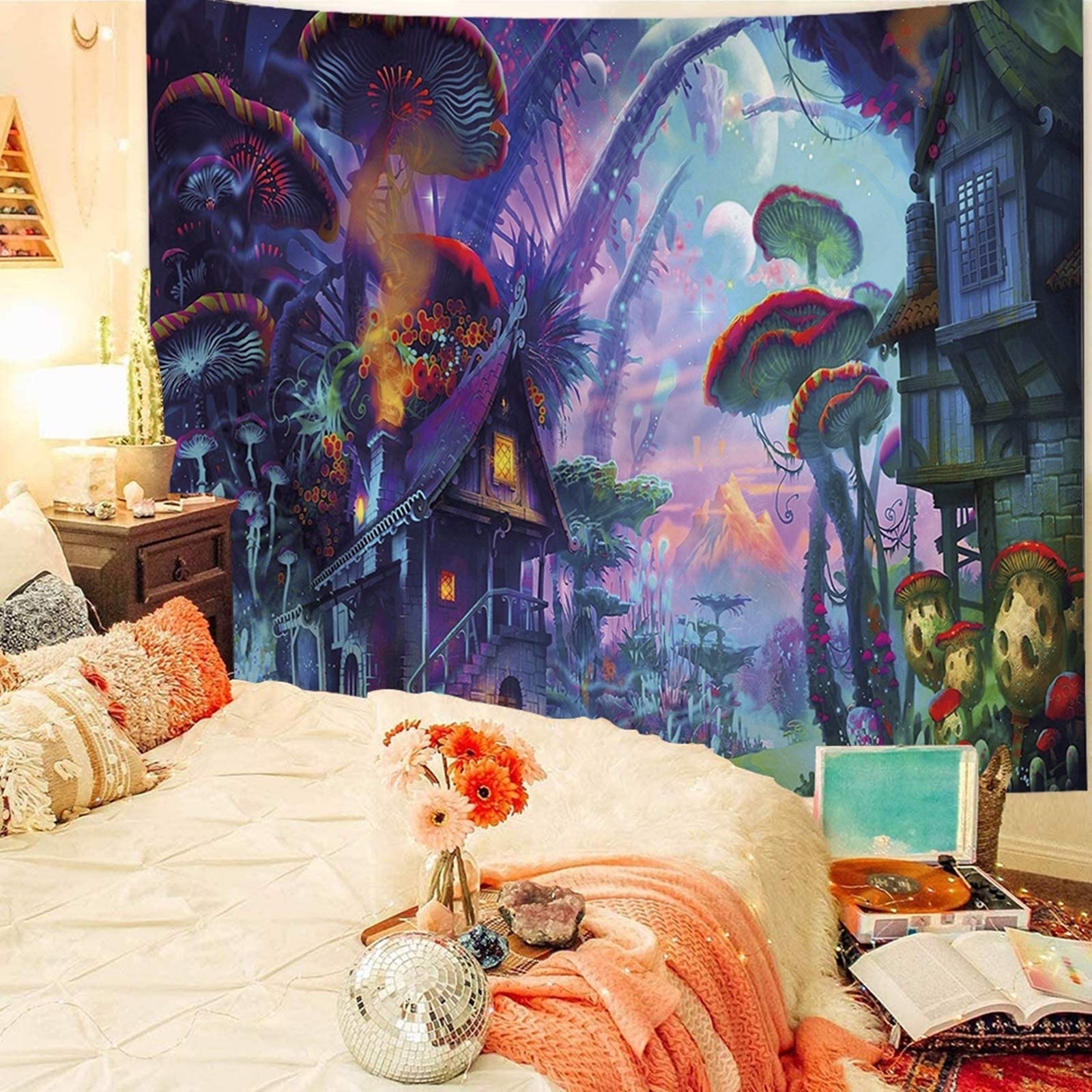 HASTHIP  Sunset Wall Tapestry Forest Tree Tapestry Mountain Wall Hanging Psychedelic Nature Landscape Tapestry Home Decoration for Bedroom Living Room (51 X59 ) (Aqua 3) HASTHIP  Sunset Wall Tapestry Forest Tree Tapestry Mountain Wall Hanging Psychedelic Nature Landscape Tapestry Home Decoration for Bedroom Living Room (51 X59 ) (Aqua 3)